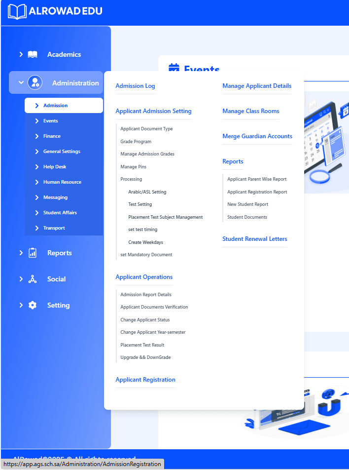 AlRowadEdu – Core ERP Modules