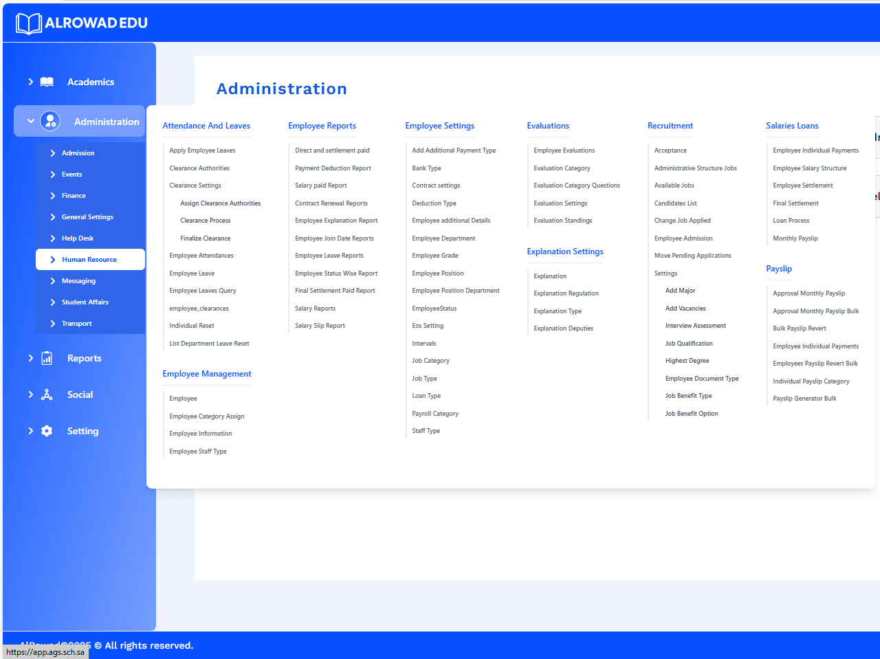 AlRowadEdu – Core ERP Modules